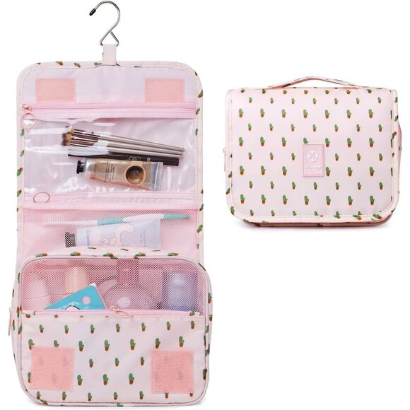 Hanging Travel Toiletry Bag Cosmetic Make up Organizer for Women Waterproof Pink - Picture 2 of 7